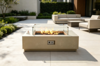 Table de foyer extérieure robuste et réglable pour terrasse