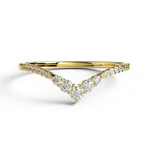 Luxury 18K Gold Plated Solid Curved <b>Ring</b> Wedding Band Graduating Round Diamonds <b>Stacking</b> <b>Ring</b> Band For Women Fine Jewelry - Product Image 1