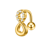 Gaby Edelstahl 8-förmiger Schmetterlings-Ketten-Bauchnabelpiercing, galvanisiert, mit Zirkonia, Außengewinde, Bauchnabelschmuck