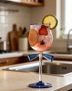 Offre Spéciale – Verre à vin bleu avec nœud, polyvalent pour jus et champagne, idéal pour mariages, fêtes, souvenirs d'entreprise, décoration de table, cadeau, <span class=keywords><strong>verrerie</strong></span> - Product Image 2