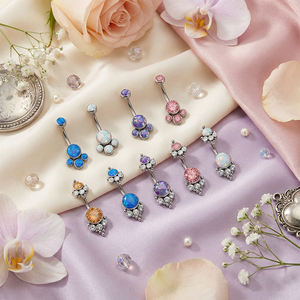 F136 티타늄 지르콘 오팔 배꼽 링 CZ 배꼽 피어싱 바디 주얼리 노브릴 옴블리고 멀티컬러 보석 여성 선물 - Product Image 2