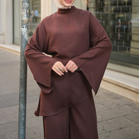 Ensemble haut et pantalon musulman modeste en lin et viscose Willson, ensemble islamique pour femmes, manches longues élégantes, à porter au quotidien