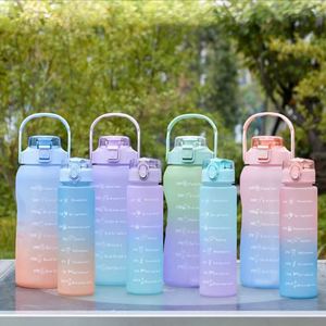 Botella de Agua Deportiva, Juego de 3 Piezas, Motivacional, de Acero Inoxidable y PC, 280ML+900ML+2000ML, Aislamiento Térmico, Ecológica, para Gimnasio y Uso en Exteriores - Product Image 1