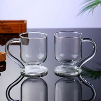 Taza de Latte de Vidrio de Borosilicato de Alta Calidad con Platillo Integrado y Asa Elegante para Espresso, Leche, Jugo, Oficina, Fiestas