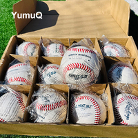 Balles de baseball professionnelles YumuQ 9 pouces, taille officielle, revêtement en cuir personnalisé de qualité supérieure, noyau en laine, pour l'entraînement