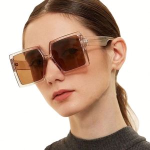 Lunettes de soleil carrées surdimensionnées noires à monture large, motif léopard vintage, avec logo personnalisé, protection UV400, pour femme, collection 2021 - Product Image 3