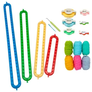 Long Knitting Loom Set with Hook Needle Kit Blanket Scarves Hat Socks Knitter 4 Looms