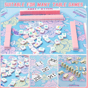 Tapis de <span class=keywords><strong>Mahjong</strong></span> Chinoiserie Classique à Motifs Floraux Verts, Pliable, 31,5x31,5 Pouces, avec Sac de Rangement Noir pour Cartes et Jeux - Product Image 5