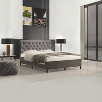 Cadre de lit moderne minimaliste en velours rembourré avec tête de lit réglable – Tailles personnalisables – Certifié EN1725 pour petits appartements