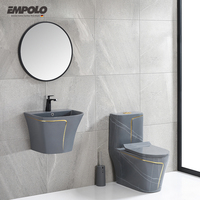 Ensemble WC et lavabo monobloc en céramique pour salle de bain d'hôtel, pour sanitaires modernes, avec chasse d'eau double à cyclone, S-trap et P-trap