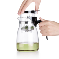 Ensemble de théières en verre borosilicate de qualité supérieure, faites à la main, écologiques, compatibles avec les plaques de cuisson, 900 ml, grande capacité, transparentes, avec passoire, pour hôtel