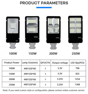 Luz de calle LED de 100W, 150W, 200W, 250W de alto brillo, luz de calle impermeable para jardín al aire libre - Product Image 3