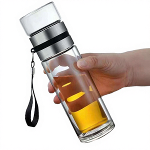 Bouteille à thé en verre borosilicate de haute qualité 450 ml/350 ml avec couvercle en verre, pour le camping, résistante à la chaleur, passe au lave-vaisselle et au micro-ondes - Product Image 4