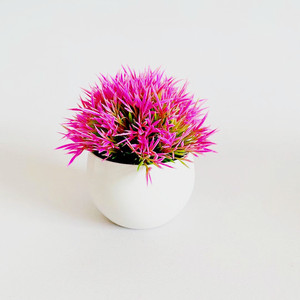 Planta Artificial Qi Xing de 14 cm, Maceta Semiesférica con Margaritas y Palmeras, Decoración de Interiores - Product Image 5