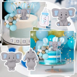 Lot de figurines d'éléphant 3D grises, boules bleues <span class=keywords><strong>et</strong></span> blanches, blocs alphabet pour baptême, communion, fête prénatale - Fournisseur export - Product Image 4