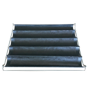 Factory New Design Breathable Black <b>Silicone</b> Loaf Pan <b>Silicone</b> Non Stick Tray <b>Silicone</b> baguette Tray with Stainless Steel Rack - Product Image 1