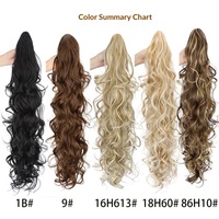 Queue de cheval longue et bouclée de haute qualité avec peigne invisible, extension de cheveux synthétiques ondulés profonds pour femmes, vente en gros