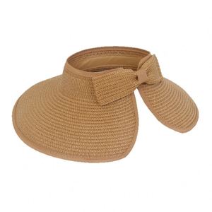 Summer Beach Hat Unisex Open-top Cap Topless Sunhat Korean Style Foldable Straw Weaving Cloche Large-brimmed Hand Embroidery - Product Image 5