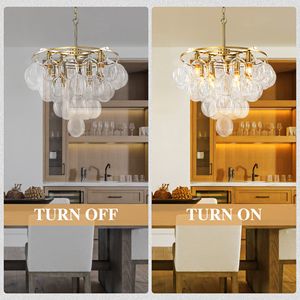 Lampadari Moderni di Lusso Fatti a Mano a Più Livelli <span class=keywords><strong>con</strong></span> Finitura Oro e <span class=keywords><strong>Sfere</strong></span> di Vetro Texturizzate, Lampade a Sospensione per Interni - Product Image 2