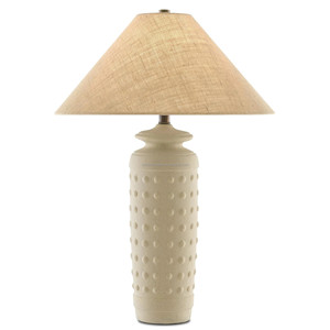 Green Ribbed Ceramic <b>Vase</b> Modern Artisan Table Lamp with Crystal Base | Calm Organic Lighting for Resort Hotel & Home - Product Image 6