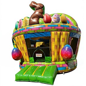 Château gonflable géant commercial à thème Panier d'œufs de Pâques 3D avec toboggan, structure de saut gonflable, château de saut, trampoline - Product Image 1