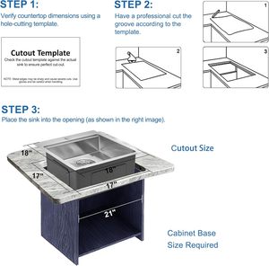 <span class=keywords><strong>Évier</strong></span> de <span class=keywords><strong>cuisine</strong></span> encastrable fait main de 18 pouces, poste de travail en acier inoxydable 18x18x10, cuve carrée simple, installation encastrée, anti-ternissement - Product Image 4