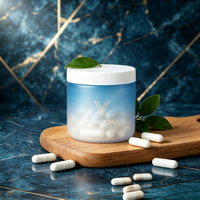 Pot en verre dépoli de 180 ml avec couvercle blanc, conteneur vide premium de 8 oz pour capsules, vitamines, soins de la peau et compléments alimentaires