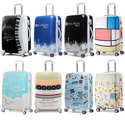 Valise de voyage pour enfants, 12 ABS + PC, valise en Polycarbonate colorée, Logo de dessin animé personnalisé