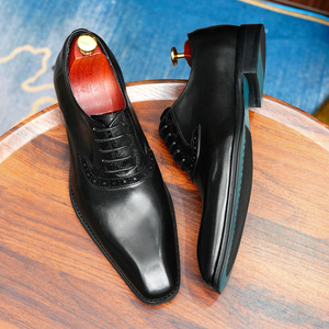 Eleganti <span class=keywords><strong>Scarpe</strong></span> Oxford Marroni Anticato da <span class=keywords><strong>Uomo</strong></span> in Vera Pelle con Tacco Basso, Classiche Britanniche Vintage con Punta a Cappello, Formali - Product Image 2