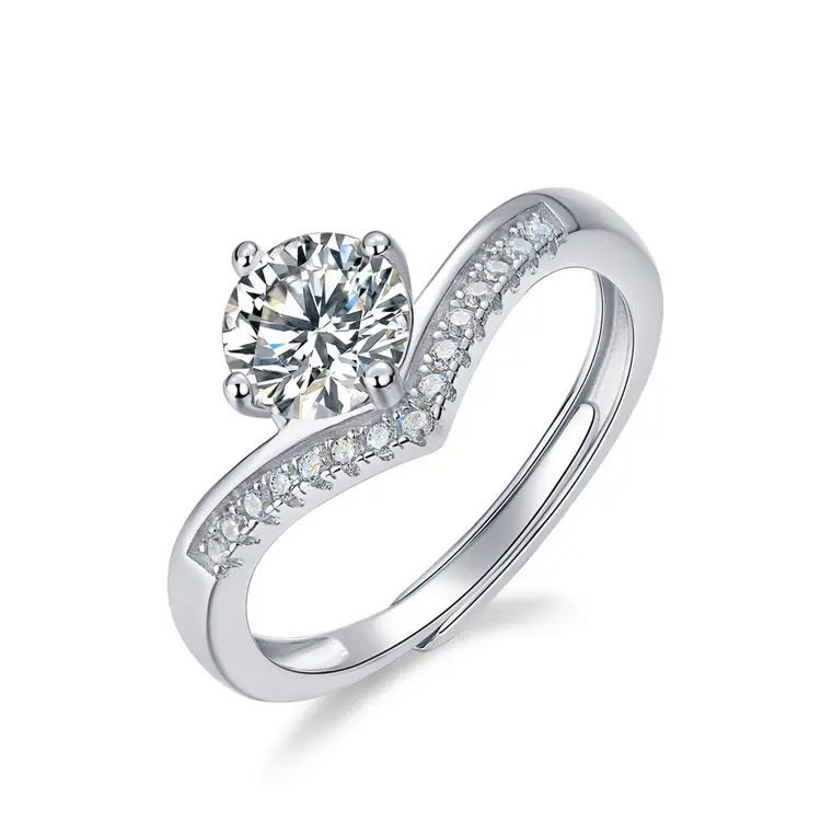 공급업체 보석 디자인 925 스털링 실버 CZ 5A 품질 지르콘 Moissanite 다이아몬드 반지 사용자 정의 웨딩 약혼 반지