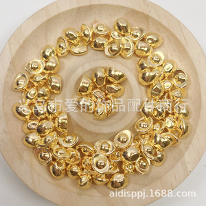 Adorno de lingote pequeño brillante y sólido de 9x7mm, acrílico con efecto de chapado en agua, diseño tradicional chino, cuentas dispersas para cuenco del tesoro - Product Image 4