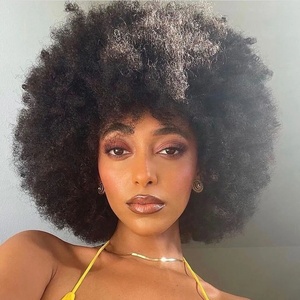 Perruque Lace Frontal wig naturelle bouclée, couleur 1B, populaire, à cuticule unique, cheveux humains, prix de gros - Product Image 1