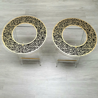 Guangdong usine acrylique personnalisé moderne clair rond carré acrylique pliable Table plateau café avec décoration en or