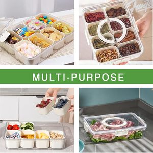 Boîte à Snacks avec Couvercle, <span class=keywords><strong>Plateau</strong></span> de Service Divisé avec Poignée, Contenants pour Snacks, Noix et Plats de Fête - Product Image 4