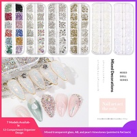 Strass en résine 3D à dos plat pour nail art, irisés, luxueux, autocollants thermocollants pour décoration d'ongles