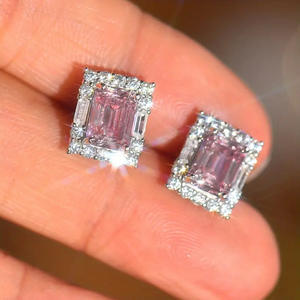 Orecchini a perno Laispert Star Morganite in Argento 925 con taglio a smeraldo e incastonatura a castone, gioielli classici da donna per matrimonio - Product Image 4