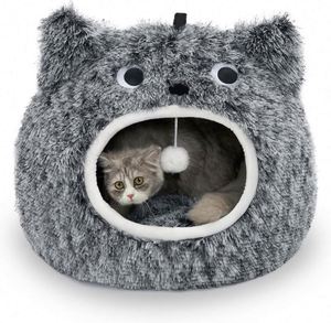 Échantillon Gratuit Lit pour Chat, Lits pour Chats d'Intérieur Lavables, Niche Chaude et Mignonne pour Chat, Grande Niche pour Chat et Chien, Lit pour Chat Douillet en Peluche avec Capuche - Product Image 1