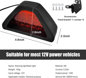 Lampu Rem <span class=keywords><strong>LED</strong></span> Segitiga Gaya F1 12V Universal 12 <span class=keywords><strong>LED</strong></span> Merah Lampu Strobo Kedip Lampu Sinyal Stop Belakang untuk Mobil Motor SUV Truk - Product Image 6
