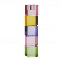 Bougeoirs coniques en verre carré coloré pour ensembles de bougeoirs en cristal décoratifs de pièce maîtresse de Table