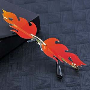 Gafas de Sol de Moda de Lujo 2025, Sin Montura, con Ondas, Lentes Metálicas, Estilo Vintage, Espejo, con Diseño de Llamas, para Mujer - Product Image 6