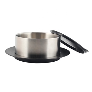 Bols de serveur à double paroi en acier inoxydable avec couvercle et plateau - Product Image 1