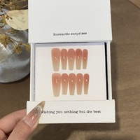 Vente en gros OEM ODM Faux ongles à presser faits main, simples, couleur unie, haut de gamme, transparents effet glace, dégradé pêche, polyvalents, en ABS, certifiés CE