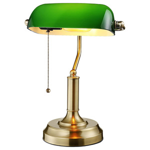 European Style Desk <b>Lamp</b> Green Shade Brass Body Led Light Source <b>Office</b> Study Room Decorative Table <b>Lamp</b> - Product Image 5