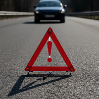Kit d'outils d'urgence pour voiture, triangle réfléchissant en plastique de 43 cm, panneau d'avertissement