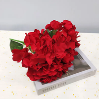 Grosir 5 kepala Hydrangea buatan kain sutra merah muda Hydrangea bunga Premium Flores dekorasi rumah untuk pernikahan