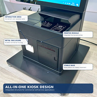 Kiosque de libre-service pour hôpital, terminal interactif à écran tactile avec lecteur de codes-barres et scanner de passeport, sur pied