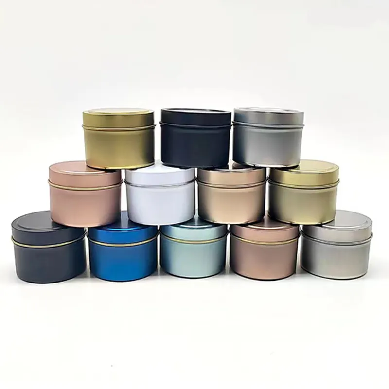 80*52 8oz đen xanh bạc trắng hồng hồng vàng kim loại trvel tin 200ml nến Jar chủ hộp 8oz lọ container với nắp