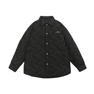男式绗缝羽绒衬衫夹克，翻领，按扣口袋，冬季休闲，大码，加大码，6XL 7XL - Product Image 5