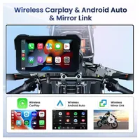 Pantalla Táctil Inteligente de 5'' para Motocicleta con Carplay Inalámbrico, Navegación Multimedia y Conexión a Teléfono, Reproductor MP5 Portátil a Prueba de Agua IP67