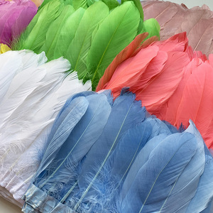 Vente en gros de plumes d'oie teintées en blanc Garnitures à franges en plumes pour l'artisanat Vêtements de fête Tissu pour vêtements Décoration de chapeaux en dentelle - Product Image 4